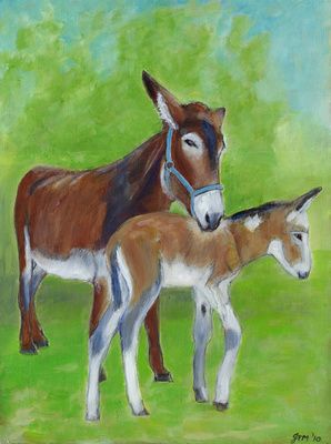 Mammoth Donkey and Foal
